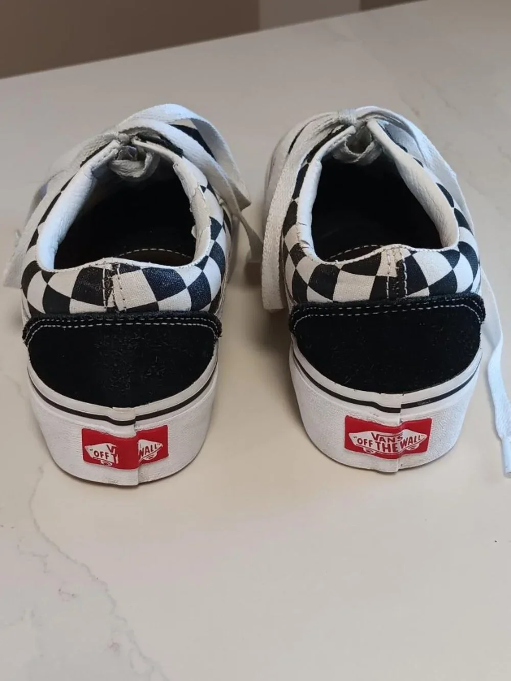 VANS Kids Black and White Checkerboard Canvas Sneakers Size 4.0